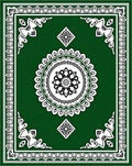 Emerald Green Floral Mandala Border Rug