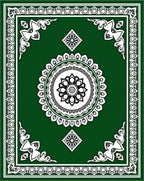 Emerald Green Floral Mandala Border Rug