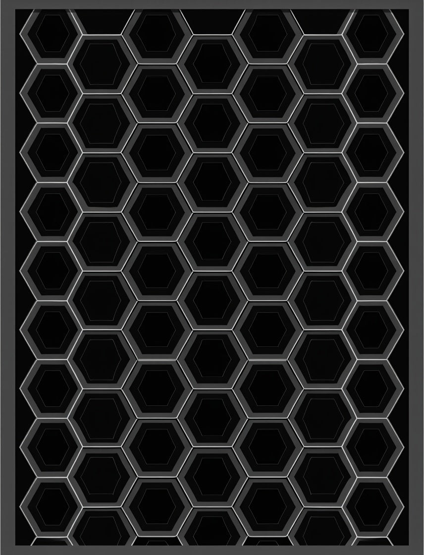 Modern Black Hexagon Overlay Rug