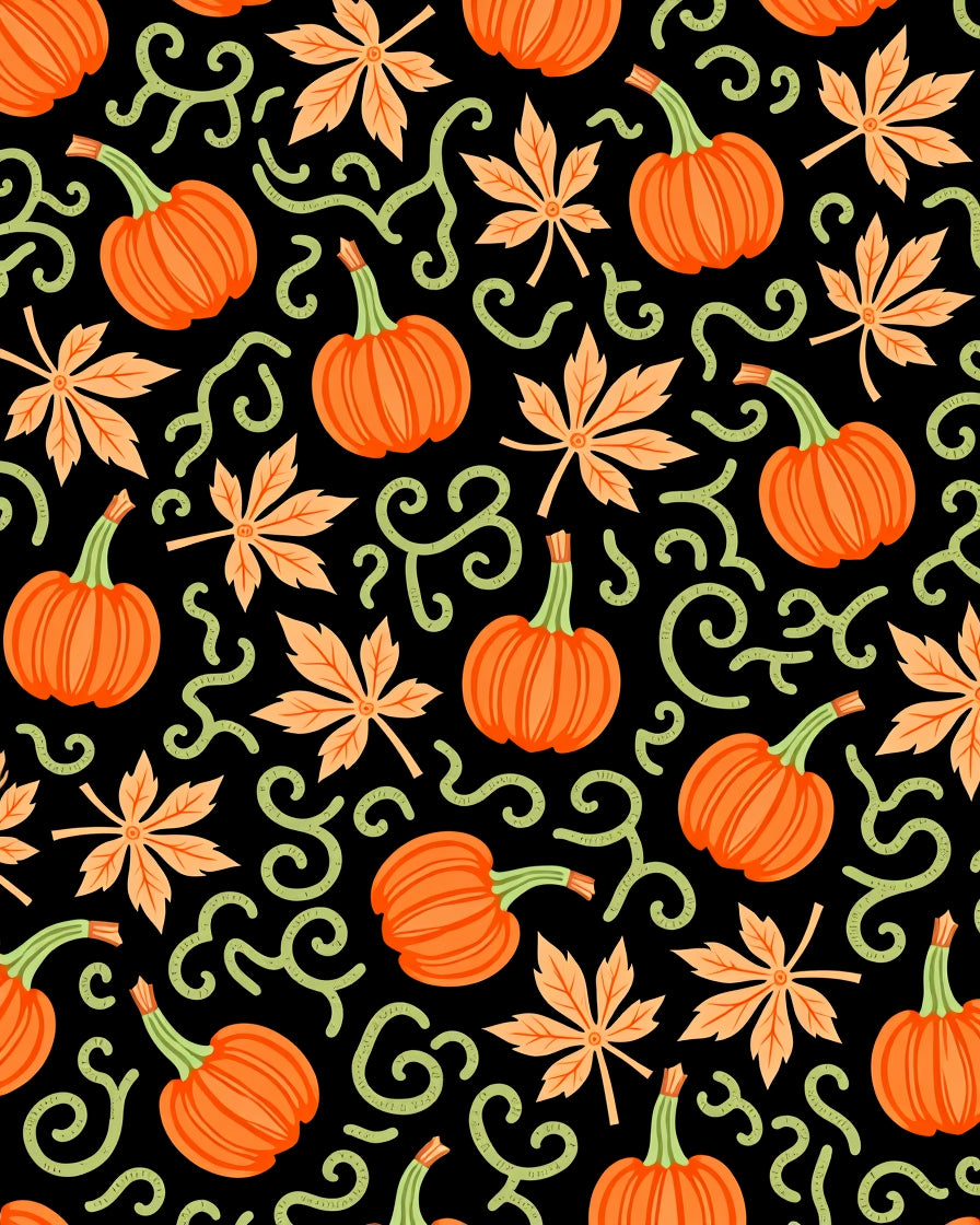 Orange Pumpkin Autumn Leaf Swirls Rug