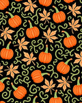 Orange Pumpkin Autumn Leaf Swirls Rug
