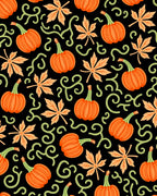 Orange Pumpkin Autumn Leaf Swirls Rug