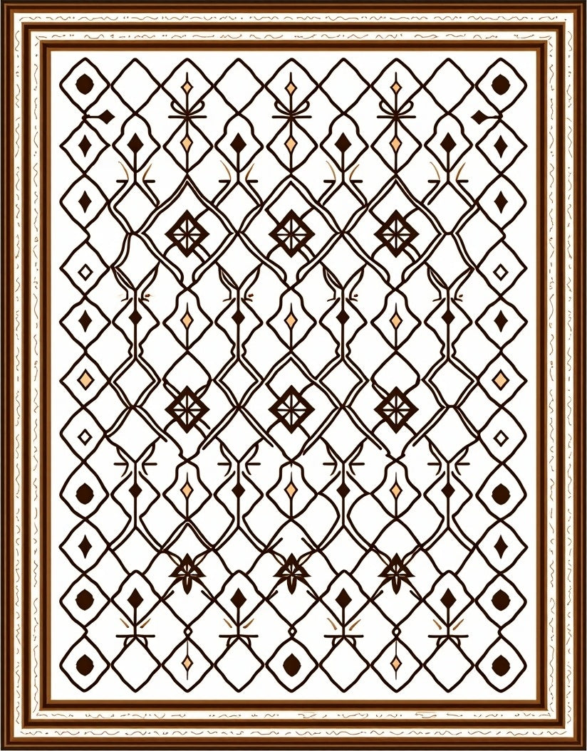 Brown Tan Geometric Lattice Rug