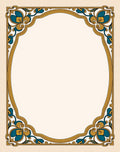 Gold Teal Floral Art Nouveau Frame Rug