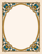 Gold Teal Floral Art Nouveau Frame Rug