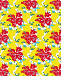 Vibrant Red Floral Yellow Swirl Rug
