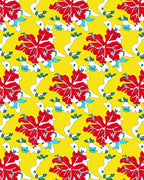 Vibrant Red Floral Yellow Swirl Rug
