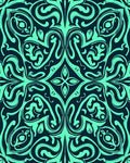 Aqua Black Organic Swirl Medallion Rug