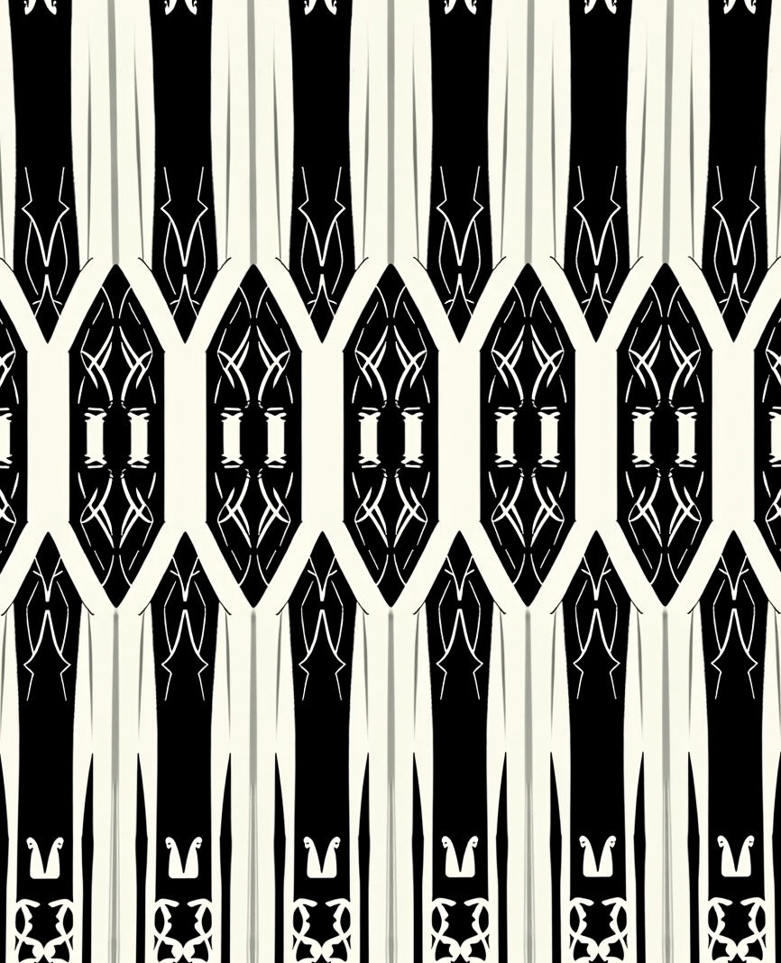 Black and Ivory Architectural Arch Rug
