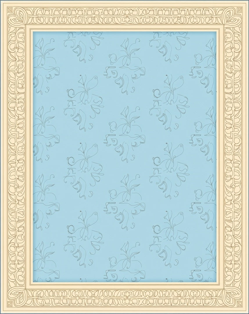 Pale Blue Floral Lace Medallion Rug