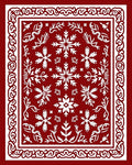 Crimson Snowflake Geometric Border Rug