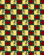 Red and Yellow Plaid Evergreen Foliage Rug