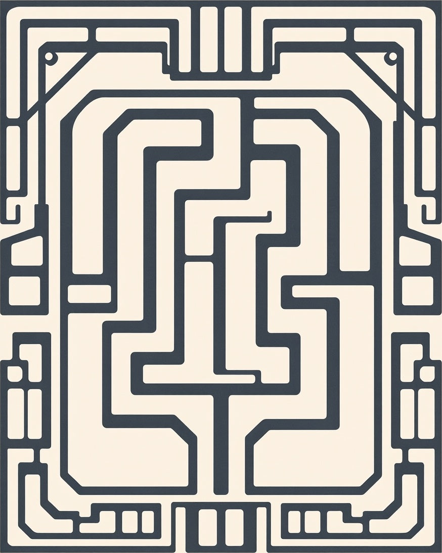 Dark Gray Linear Maze Rug