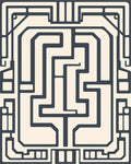 Dark Gray Linear Maze Rug