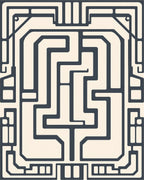 Dark Gray Linear Maze Rug