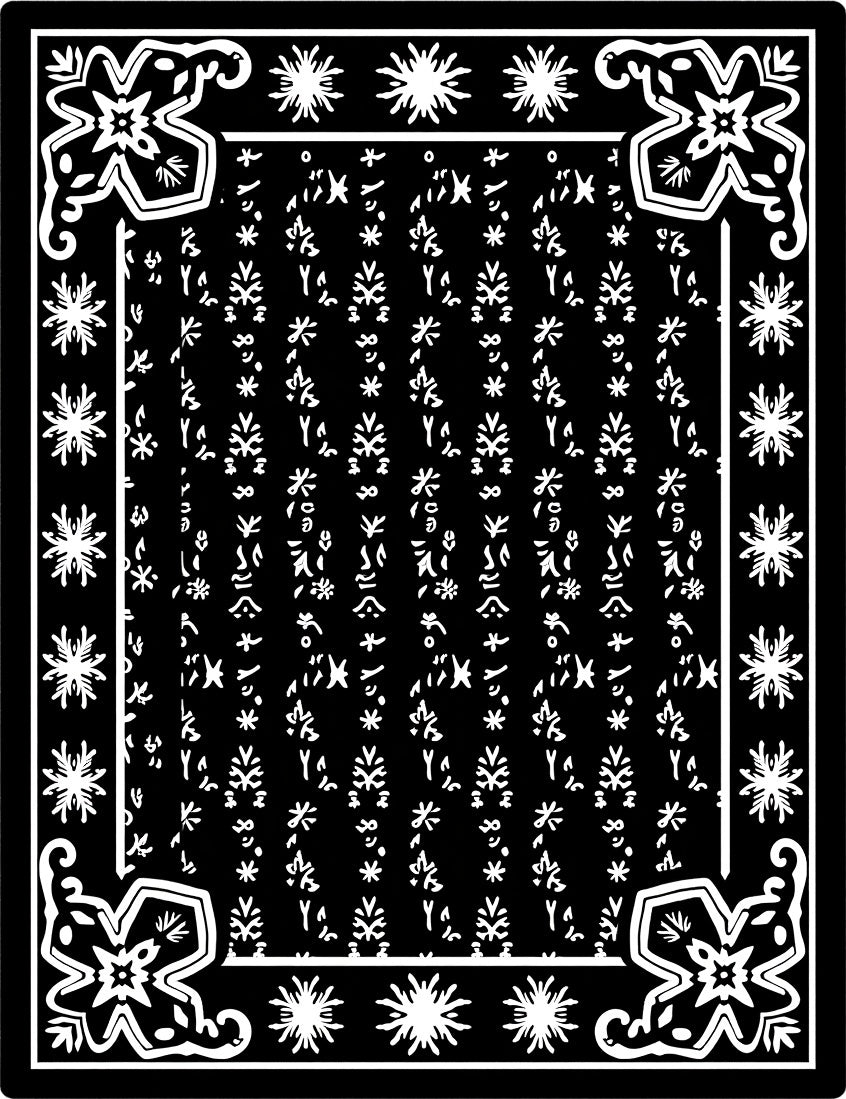 Black White Floral Starburst Border Rug