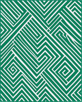 Green and White Geometric Maze Rug