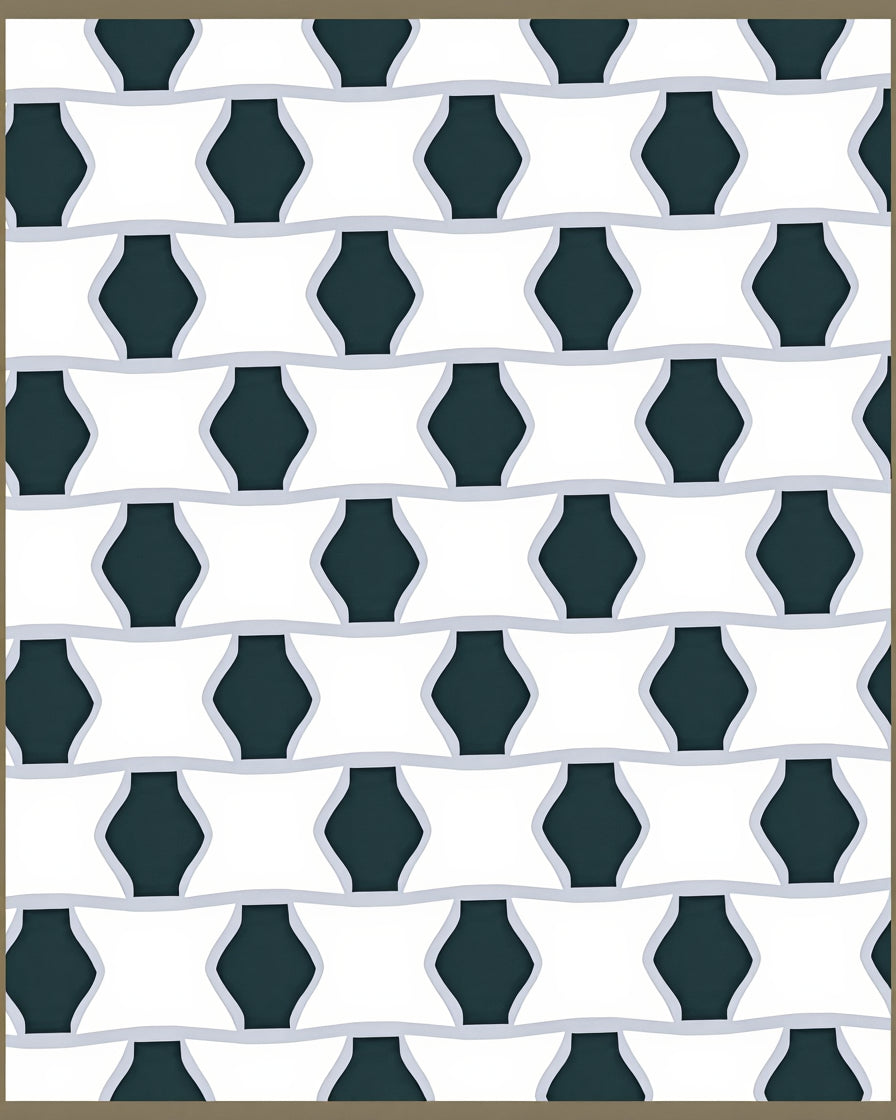 White Interlocking Star Geometric Rug