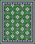 Emerald Green White Floral Lattice Rug