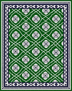 Emerald Green White Floral Lattice Rug