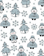 Cute Snowman And Snowflake Winter Trees Rug