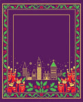 Purple Floral Whimsical Cityscape Cat Rug
