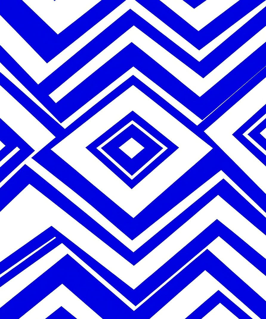 Bold Blue Geometric Diamond Chevron Rug