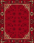 Crimson Floral Bordered Medallion Rug