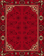 Crimson Floral Bordered Medallion Rug
