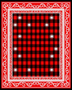 Red Black Buffalo Check Star Border Rug