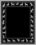 White Dog Silhouette Border on Black Rug