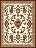 Vintage Brown Floral Medallion Scroll Rug