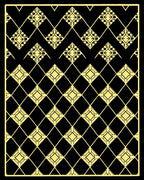Art Deco Black Yellow Diamond Lattice Rug