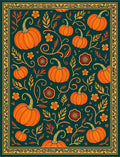 Autumn Harvest Pumpkin Floral Border Rug