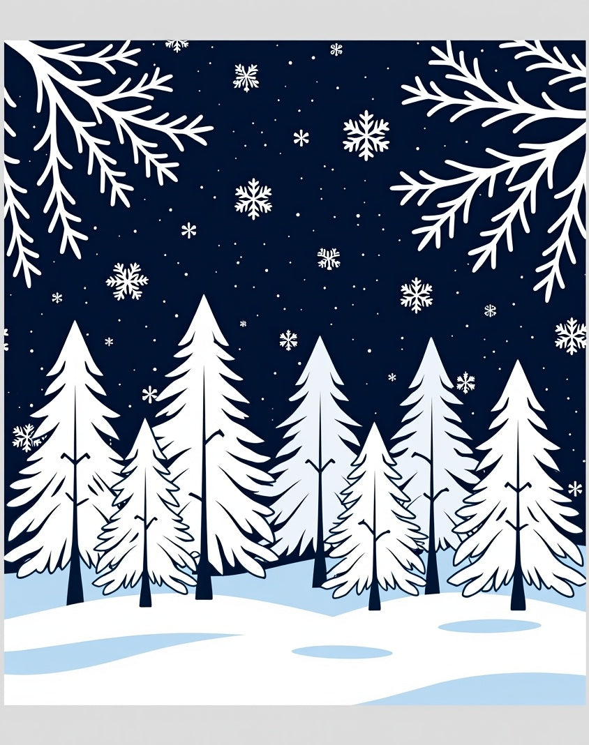 Winter Snowfall Forest Landscape Rug