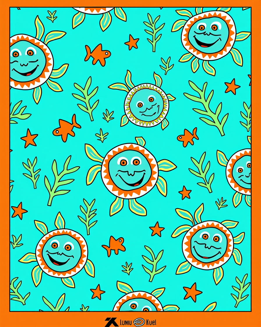 Whimsical Sea Turtle Aqua Marine Life Rug