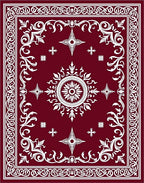 Deep Red Floral Starburst Medallion Rug