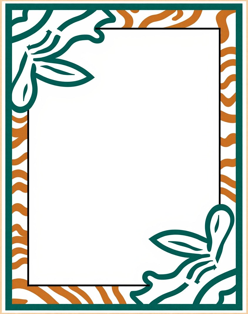 Emerald Foliage Abstract Stripe Border Rug