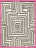 Abstract Black Cream Maze Lines Rug