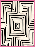 Abstract Black Cream Maze Lines Rug