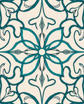 Teal Blossom Scrollwork Medallion Rug