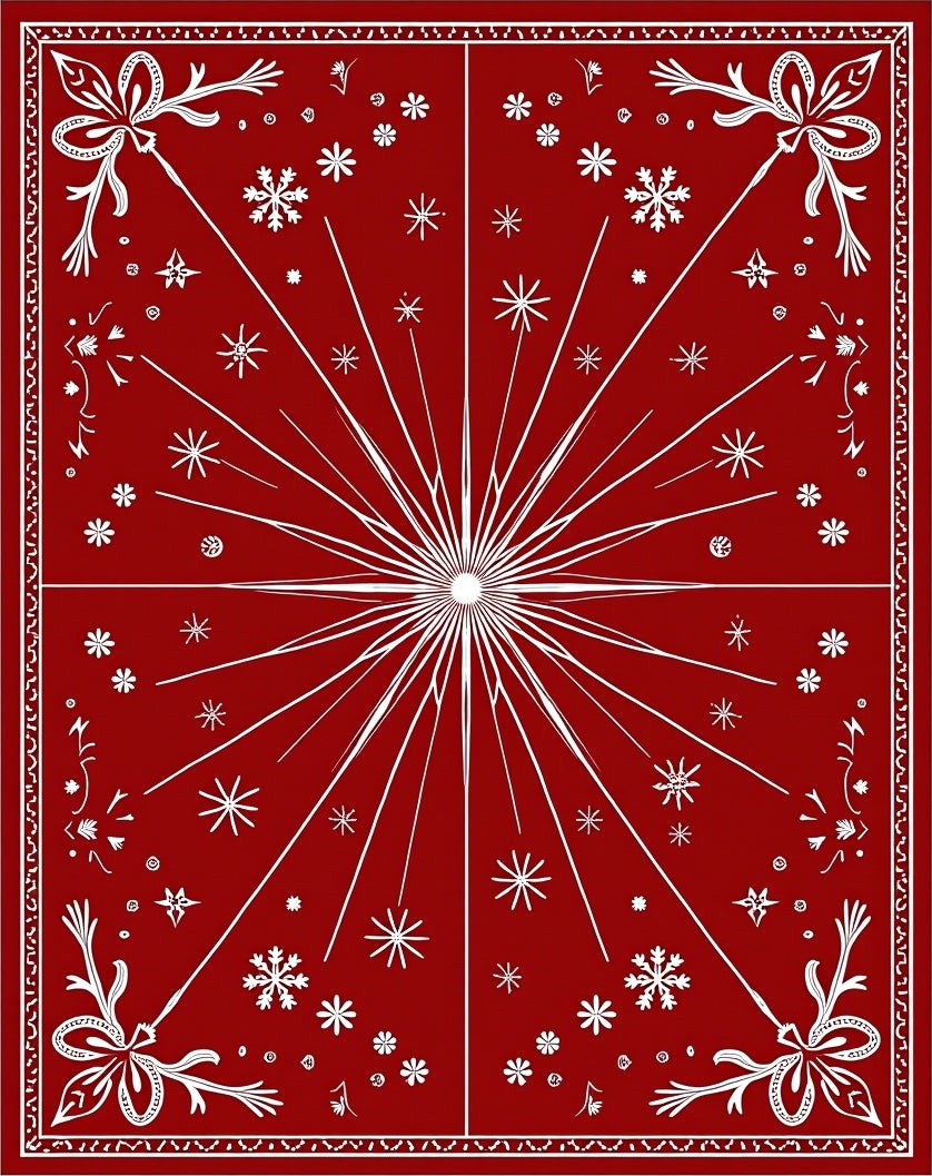 Crimson White Starburst Snowflake Bloom Rug