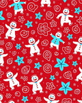 Red Snowman Star Swirl Rug