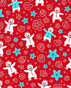 Red Snowman Star Swirl Rug
