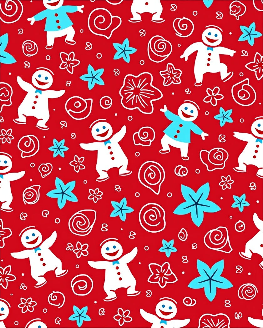 Red Snowman Star Swirl Rug