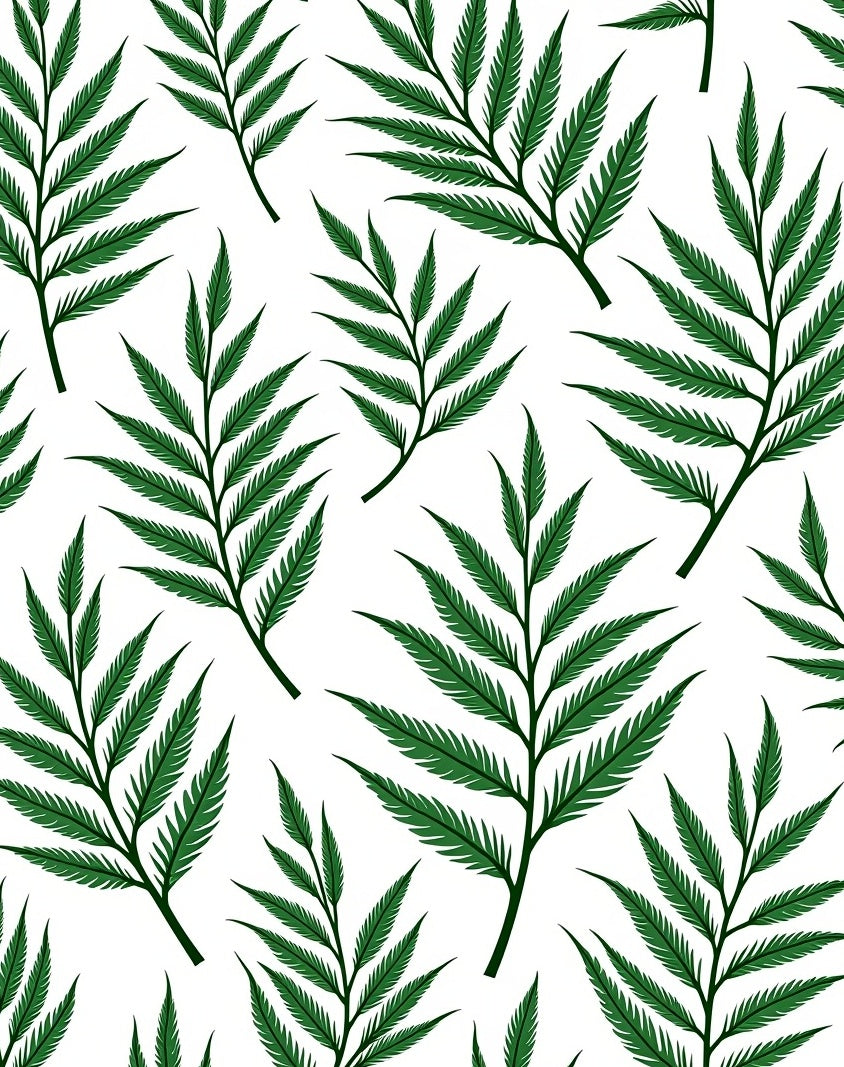Deep Green Fern Foliage Repeat Rug