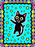 Whimsical Black Cat Starry Sky Rug
