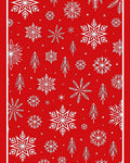 Red White Snowflake Forest Holiday Rug