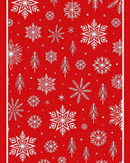 Red White Snowflake Forest Holiday Rug