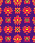 Vibrant Red Yellow Floral Medallions Rug